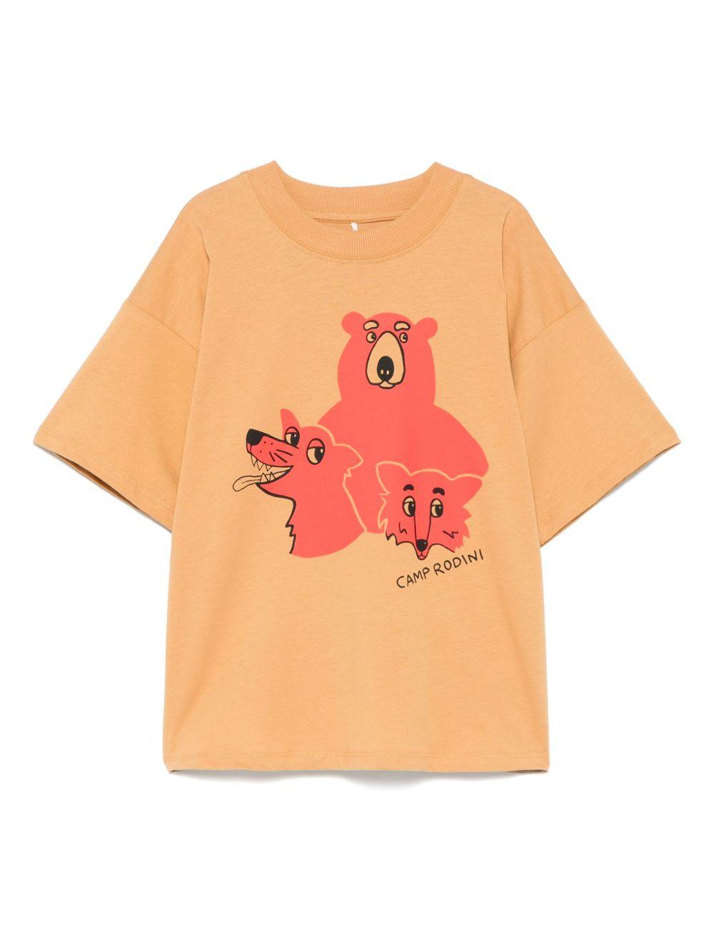 Maglietta per bambina Mini Rodini arancione con stampa grafica 2562010013 BEIGE MINI RODINI 