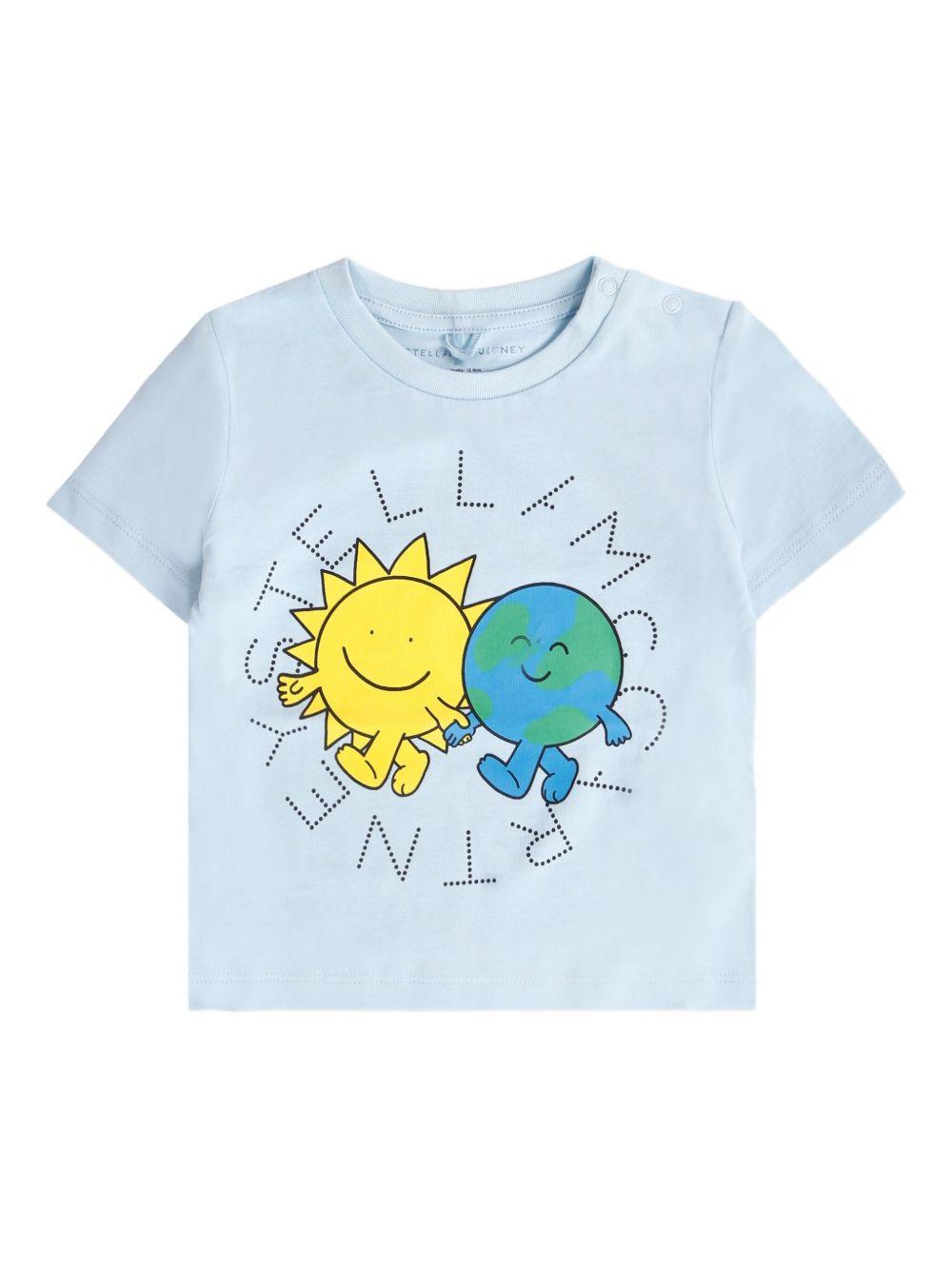 T-shirt per neonata Stella McCartney Kids azzurro con stampa grafica TX8531 Z0434 60R STELLA McCARTNEY KIDS 