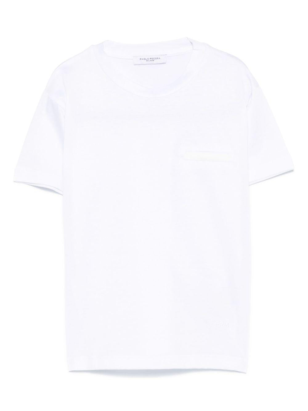 T-shirt per bambino Paolo Pecora Kids bianco con finto dettaglio tasca PP3887 B-GESSO PAOLO PECORA KIDS 