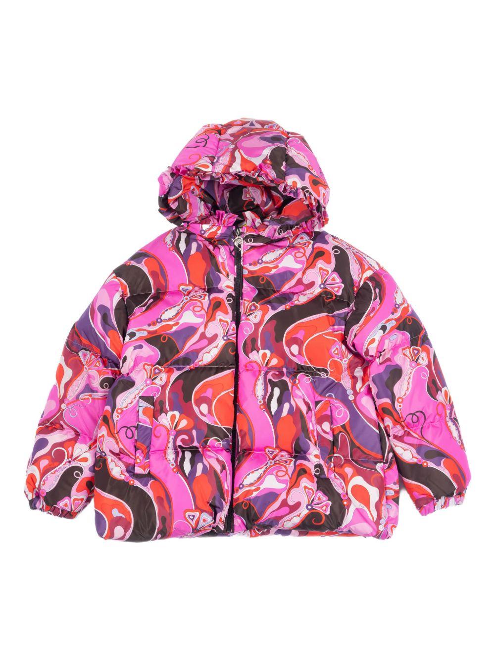Giacca trapuntata per bambina Emilio Pucci Junior rosa con cappuccio PX2A57 N0373 513RO EMILIO PUCCI JUNIOR 