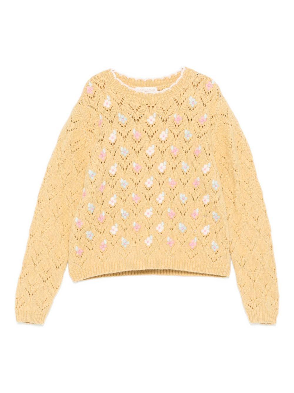 Maglione per bambina Louise Misha giallo con ricamo floreale GRC-W25-J0300 HONEY LOUISE MISHA 