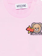 T-shirt per neonata Moschino Kids rosa con dettagli in rilievo MVM047LAA24 51473 MOSCHINO KIDS 
