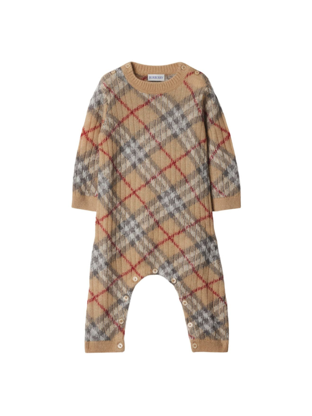 Tutina per neonato Burberry Kids beige con motivo a quadri 8104519 A2205 BURBERRY KIDS 