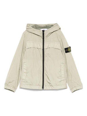 Stone Island Junior green Compass patch jacket for boys with elasticated hems