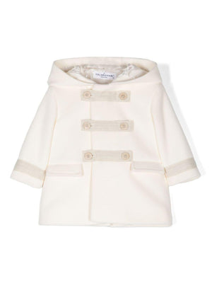 Colorichiari beige baby coat with double-breasted button closure