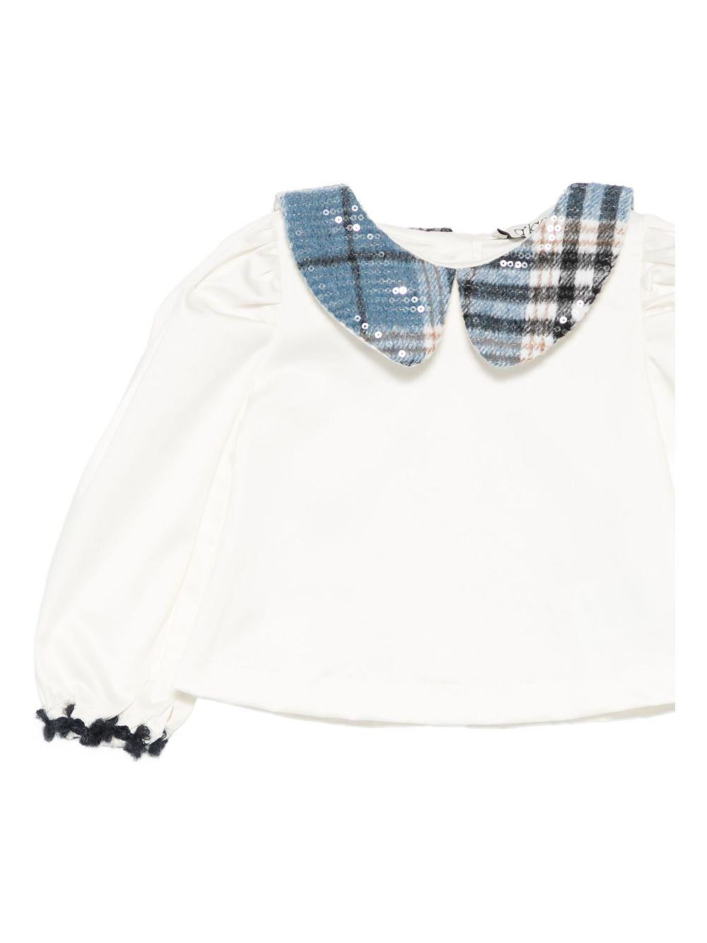 Camicia per neonata A'lapage bianca con colletto con motivo scozzese AL22NB OFF WHITE A'LAPAGE 