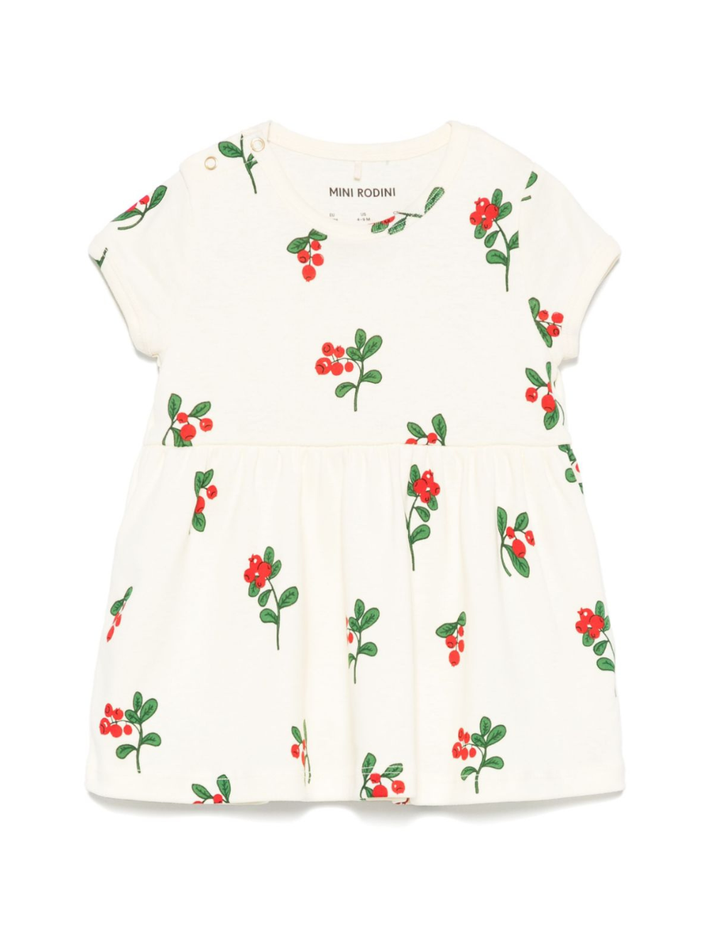 Abito per neonata Mini Rodini beige con stampa grafica e dettaglio con ruches 2525010311NB OFFWHITE MINI RODINI 