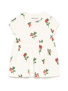Abito per neonata Mini Rodini beige con stampa grafica e dettaglio con ruches 2525010311NB OFFWHITE MINI RODINI 