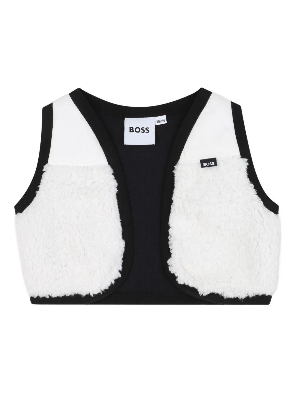 Set tutina e gilet per neonato Boss Kids nero con motivo a pois J52541 09B BOSS KIDS 