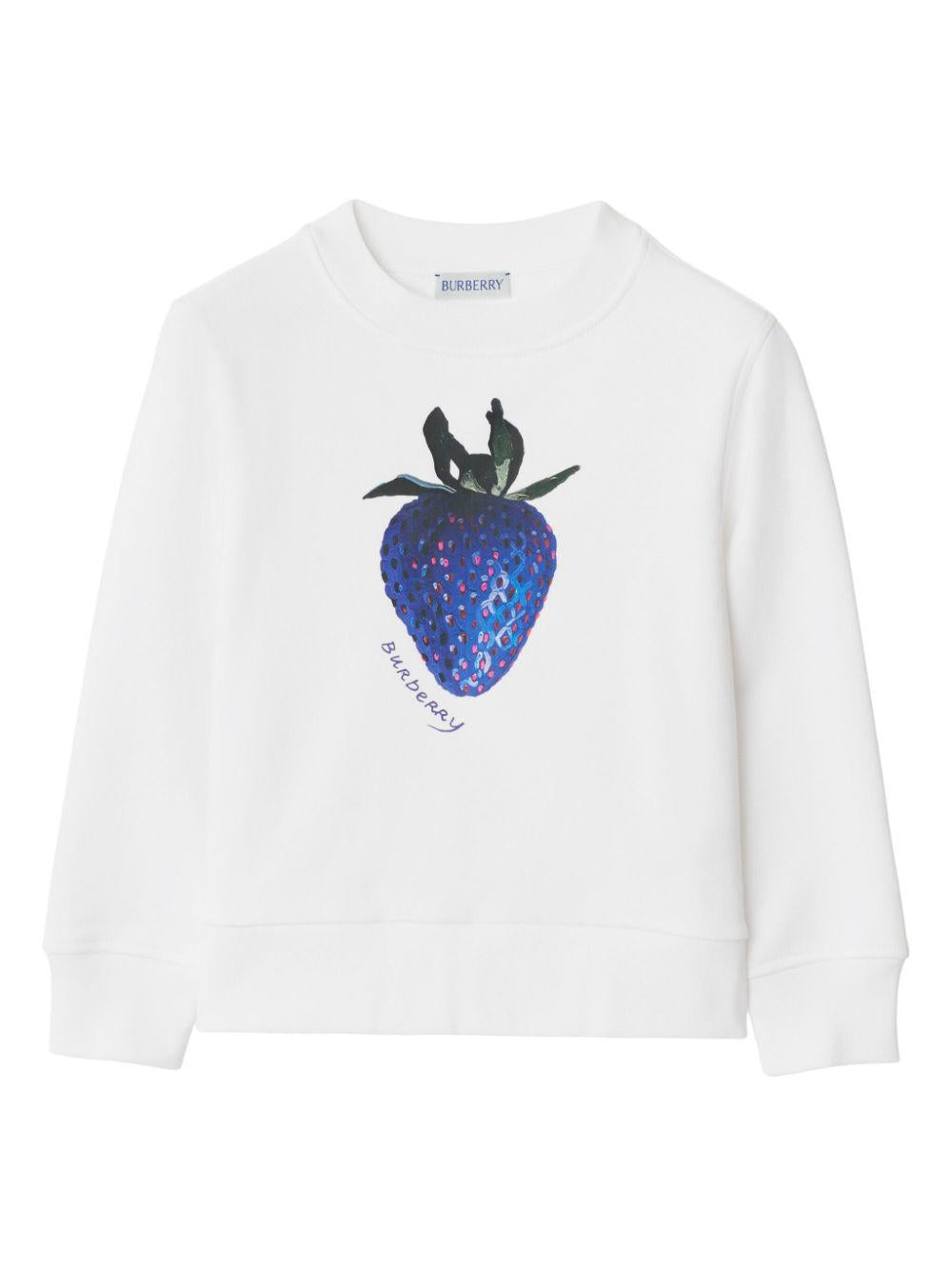 Felpa con stampa fragola per bambino Burberry Kids con maniche lunghe 8089733 A1464 BURBERRY KIDS 