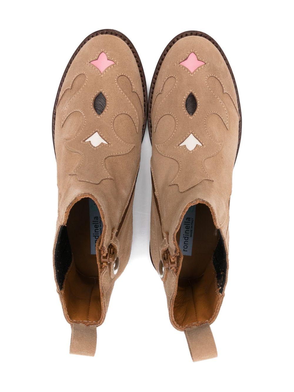 Stivali per bambina Rondinella beige con dettagli applicati 12300D 5683 RONDINELLA 
