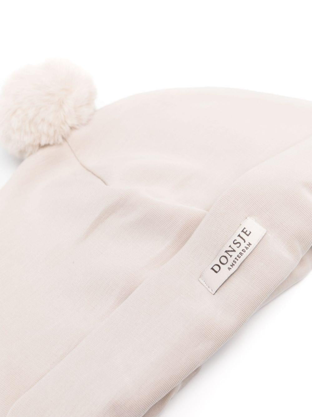 Berretto per neonati Donsje Miep beige con applicazione con orecchie da animale 6028002 00037 DONSJE 
