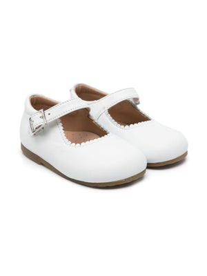 Eli1957 white leather ballerinas for girls with buckle strap