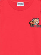 T-shirt per bambini Moschino Kids rossa con ricamo Teddy Bear HTM058LAA24 50109 MOSCHINO KIDS 