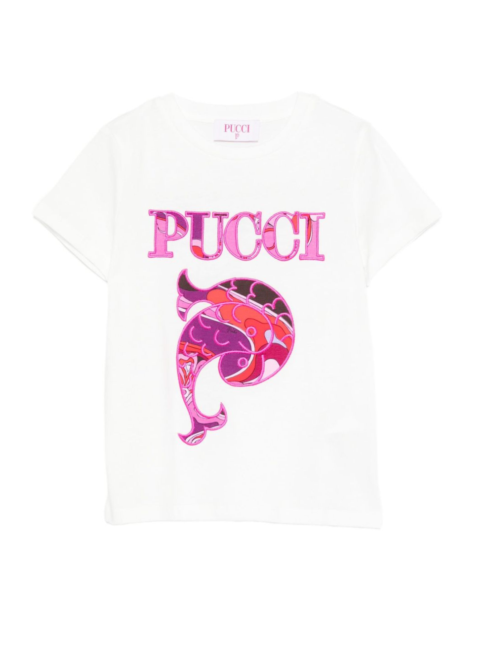 T-shirt per bambina Emilio Pucci Junior bianco con stampa paisley PX8B31 Z3186 101 EMILIO PUCCI JUNIOR 