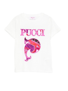 T-shirt per bambina Emilio Pucci Junior bianco con stampa paisley PX8B31 Z3186 101 EMILIO PUCCI JUNIOR 