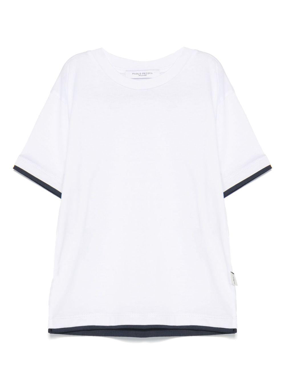 T-shirt per bambino Paolo Pecora Kids bianco con design a strati PP3912 B-BLU PAOLO PECORA KIDS 