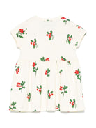 Abito per neonata Mini Rodini beige con stampa grafica e dettaglio con ruches 2525010311NB OFFWHITE MINI RODINI 