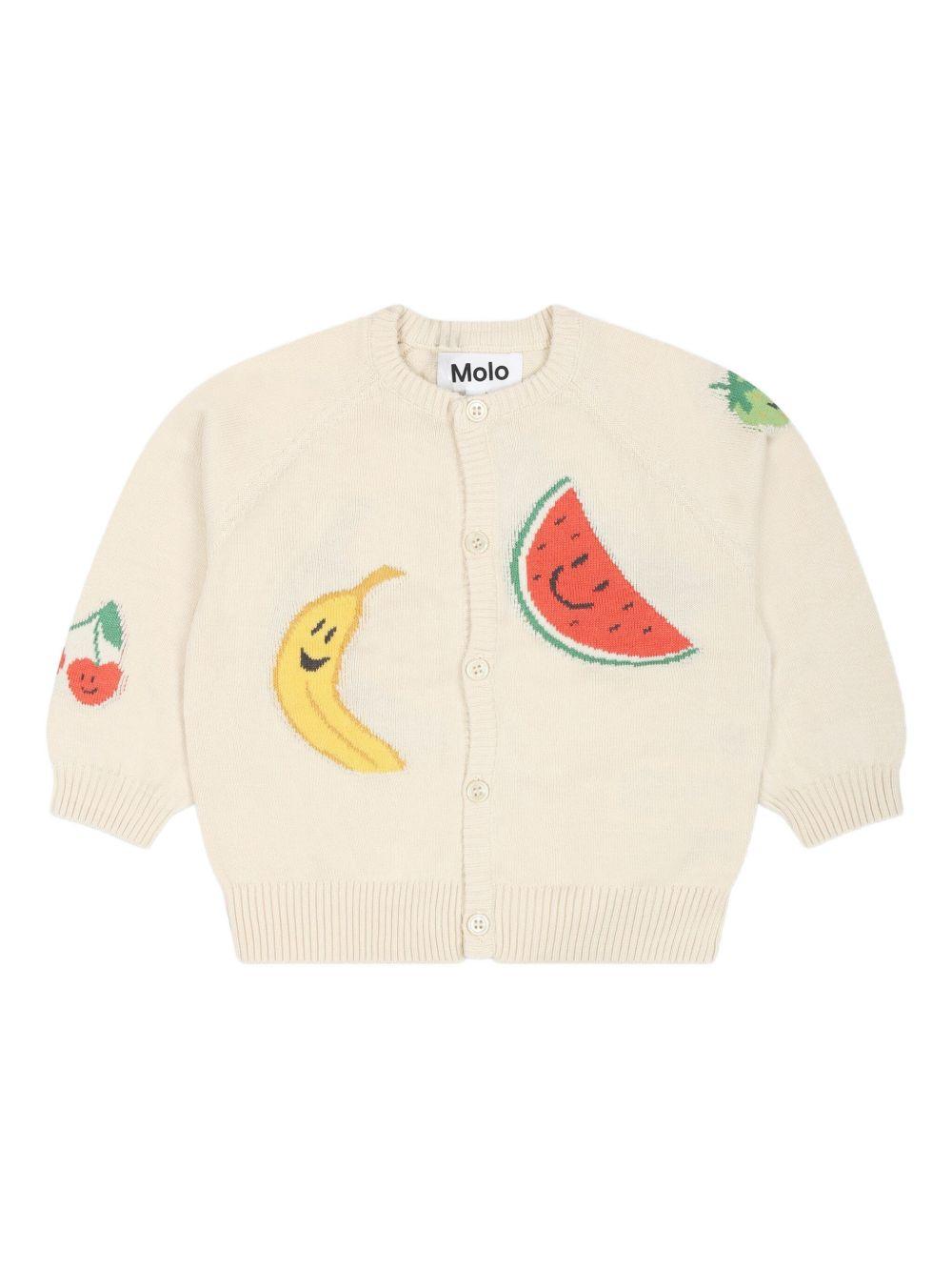 Cardigan per neonato Molo beige con motivo a intarsio e chiusura frontale con abbottonatura 6S25K301 3856 MOLO 