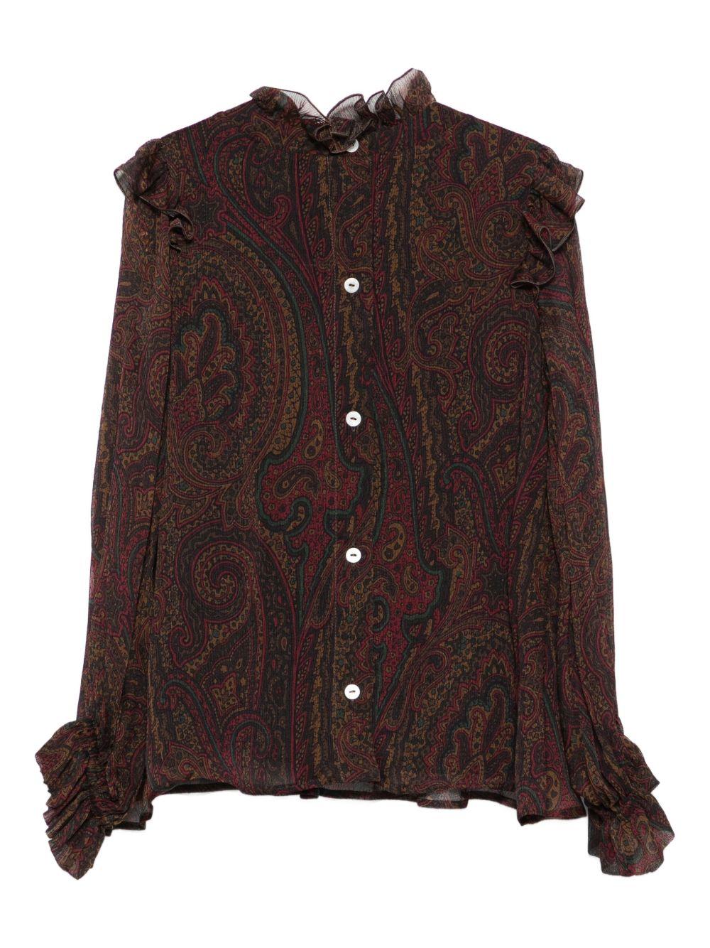 Camicetta per bambina Etro Kids marrone con volant paisley GX5A50 K0252 320MC ETRO KIDS 