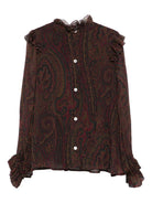 Camicetta per bambina Etro Kids marrone con volant paisley GX5A50 K0252 320MC ETRO KIDS 