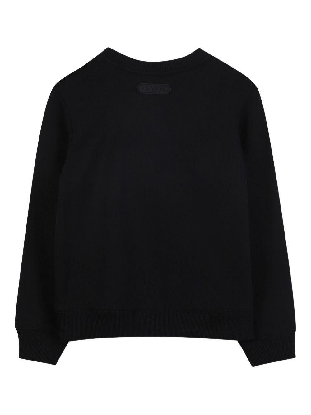 Felpa per bambino Lanvin Enfant nera con logo floccato N30284 09B LANVIN 