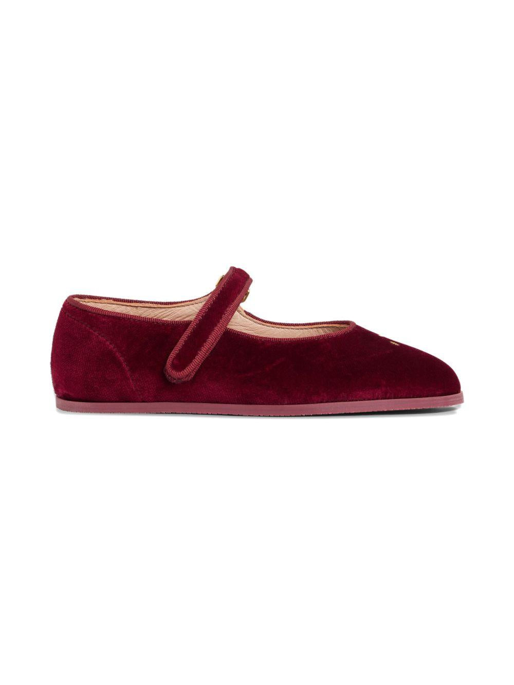 Ballerine per bambina Bonpoint rosso in velluto con ricamo W05GSOW00001 052 BONPOINT 