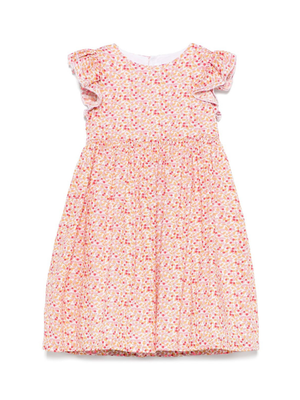 Pink Il Gufo dress for girls with ruffled details