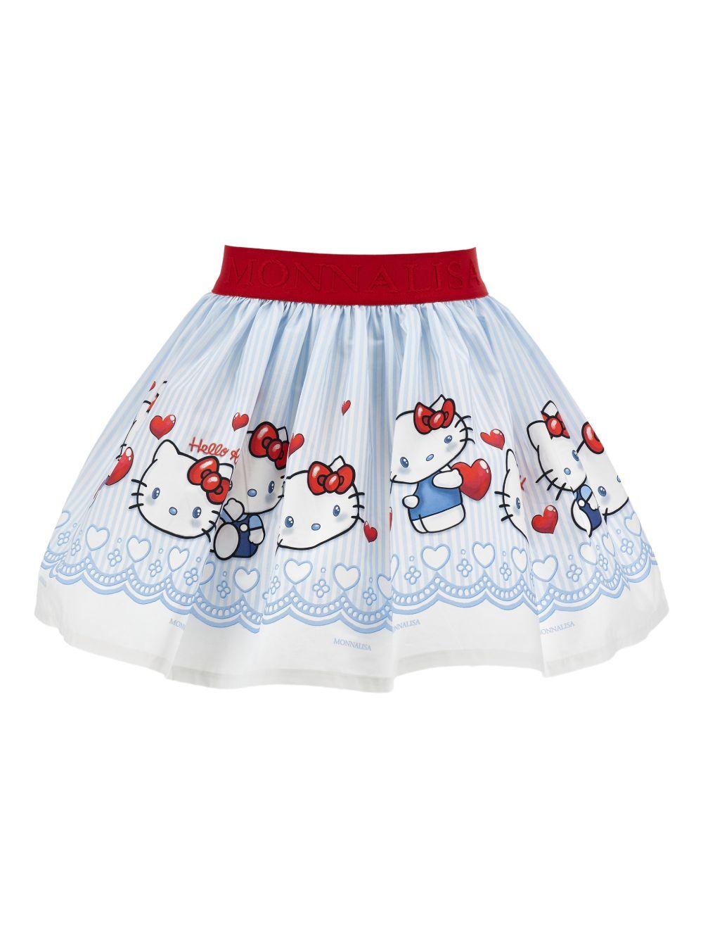 Gonna per bambina Monnalisa Hello Kitty azzurro con stampa 11G704 7606 9958 MONNALISA 