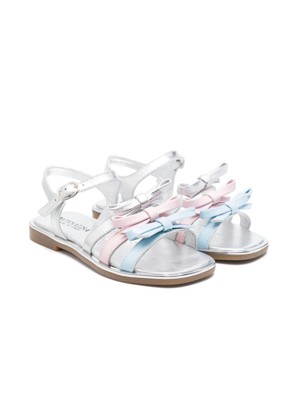 Sandali con fiocco per bambina Monnalisa argento con soletta imbottita 8CE015 5736 9075 MONNALISA 