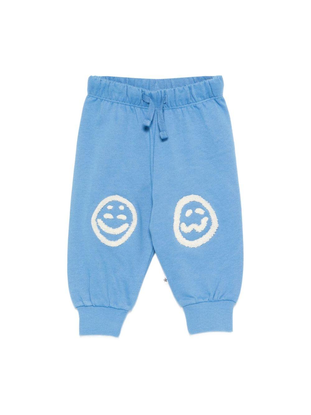 Pantaloni Simeon sportivi per neonato Molo azzurri con toppe smile sulle ginocchia 6S26I205 5615 MOLO 