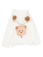 Giubbino per bambina MC2 Saint Barth Kids bianco con applicazione orecchie da orso HYSO002 00355I MC2 ST. BARTH KIDS 