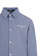Camicia per bambino Balmain Kids denim con logo sul davanti BY5P50 P0588 653BC BALMAIN KIDS 