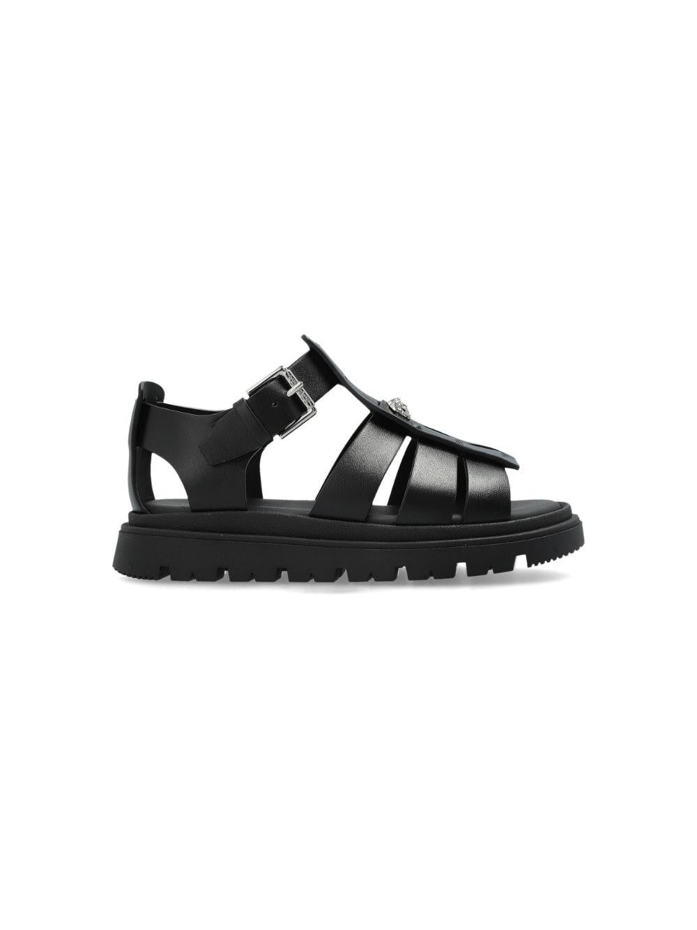 Sandali per bambina Versace Kids nero con placca Medusa 10179051A00138 1B00P VERSACE KIDS 