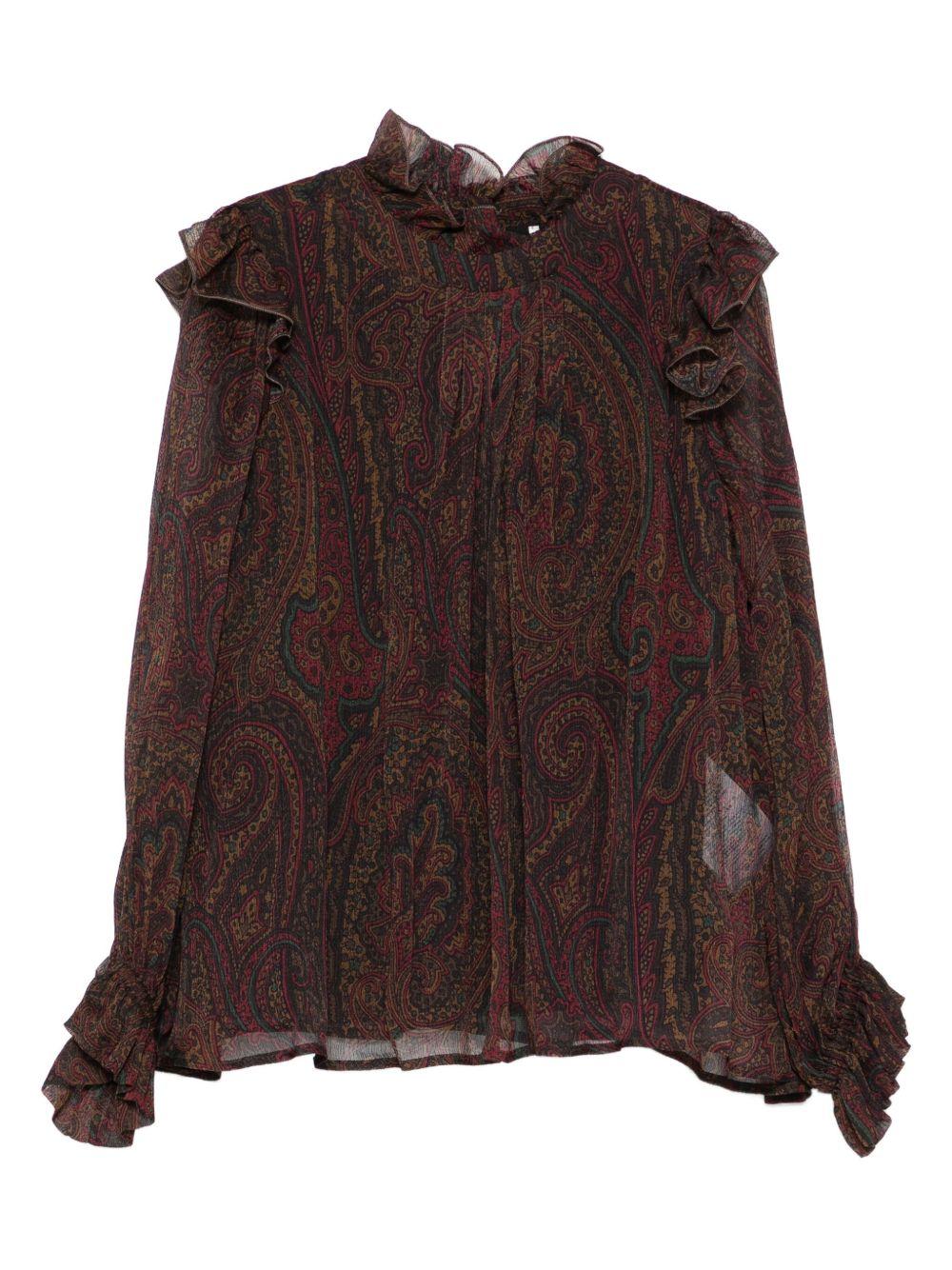 Camicetta per bambina Etro Kids marrone con volant paisley GX5A50 K0252 320MC ETRO KIDS 