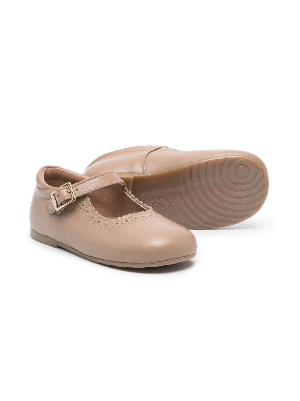 Ballerine in pelle per neonata Eli1957 beige con dettagli traforati 12000AF TOPO ElI 
