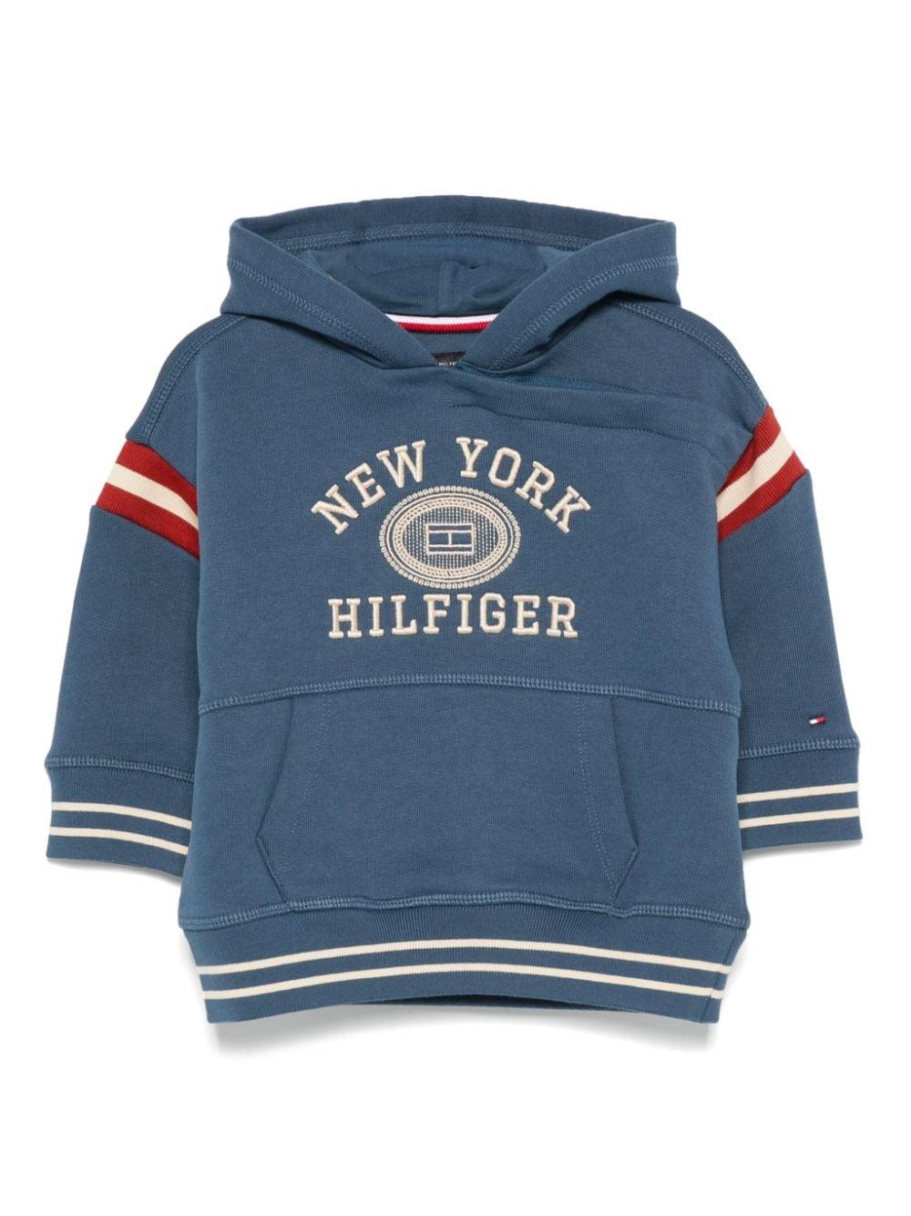 Felpa con ricamo per neonato Tommy Hilfiger Junior blu con cappuccio KB0KB09058NB DBZ TOMMY HILFIGER JUNIOR 