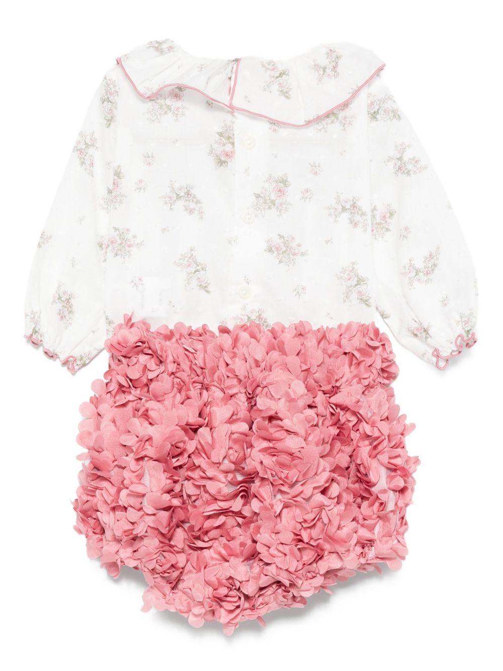 Tutina per neonata La Stupenderia rosa con pantaloni a campana con volant 1CBCT04 X42T24 LA STUPENDERIA 