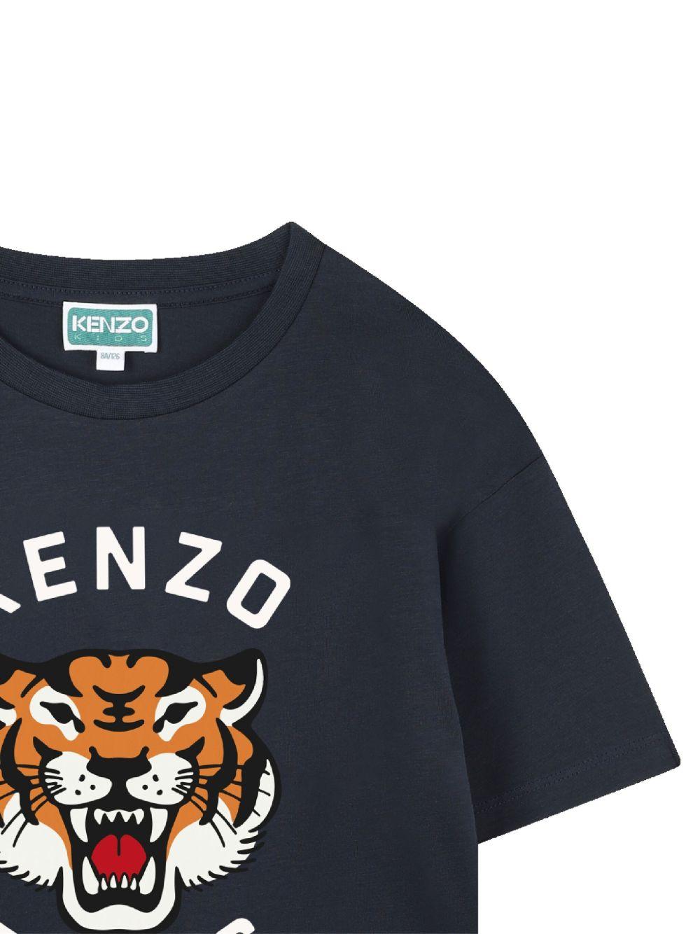 T-shirt per bambino Kenzo Kids blu con stampa Head Tiger K61505 845 KENZO KIDS 