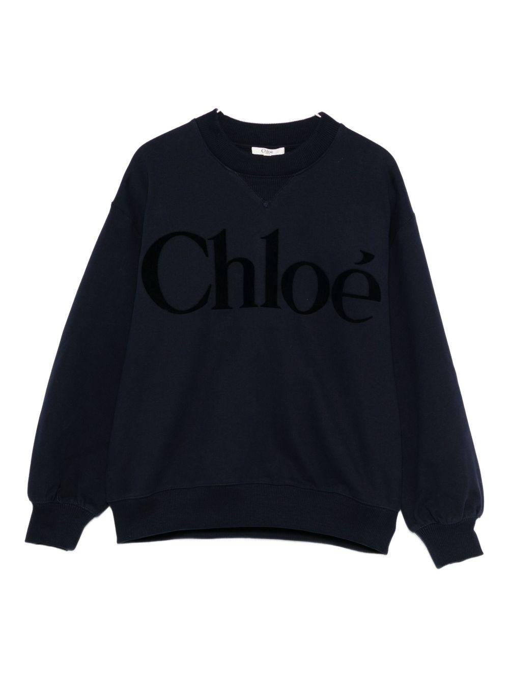Felpa per bambina Chloé kids blu con logo sul davanti C20649 859 CHLOE' KIDS 