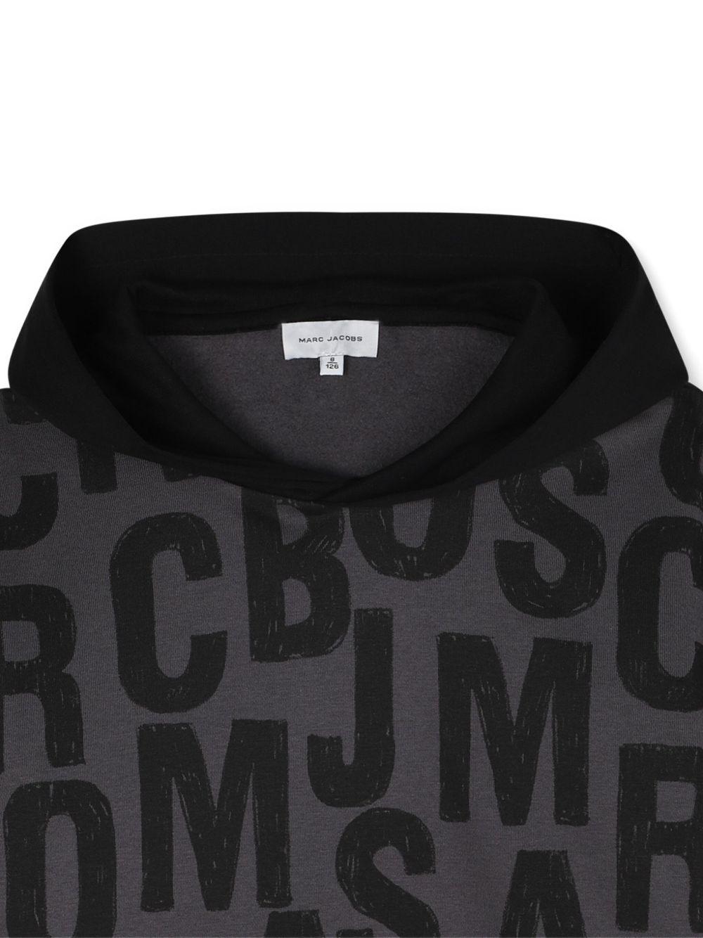 Felpa per bambino Marc Jacobs Kids grigia con logo all-over e maniche nere a contrasto W60626 075 THE MARC JACOBS KIDS 