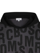 Felpa per bambino Marc Jacobs Kids grigia con logo all-over e maniche nere a contrasto W60626 075 THE MARC JACOBS KIDS 