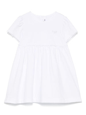 White Il Gufo embroidered dress for newborns with a flared cut