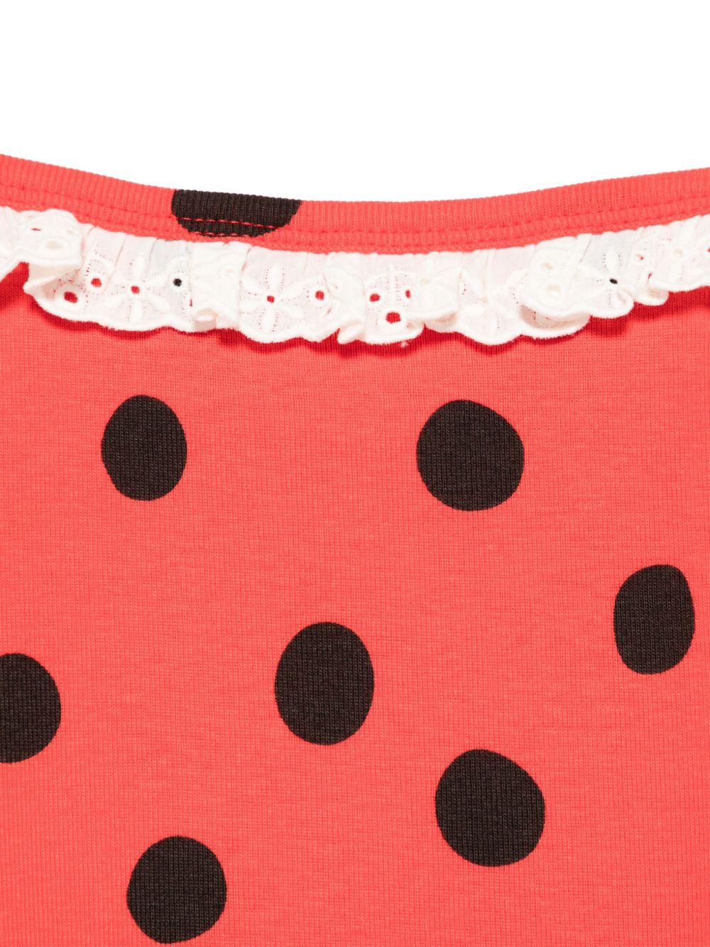 Top per bambina Mini Rodini rosso con dettagli in pizzo 2522010342 RED MINI RODINI 