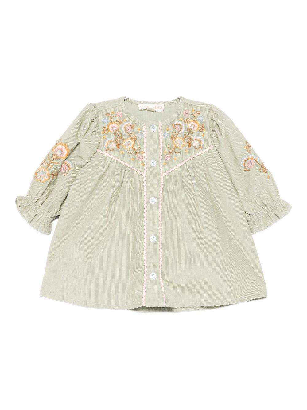 Abito per neonata Louise Misha verde con ricamo floreale FRI-W25-S0153 ALMOND LOUISE MISHA 