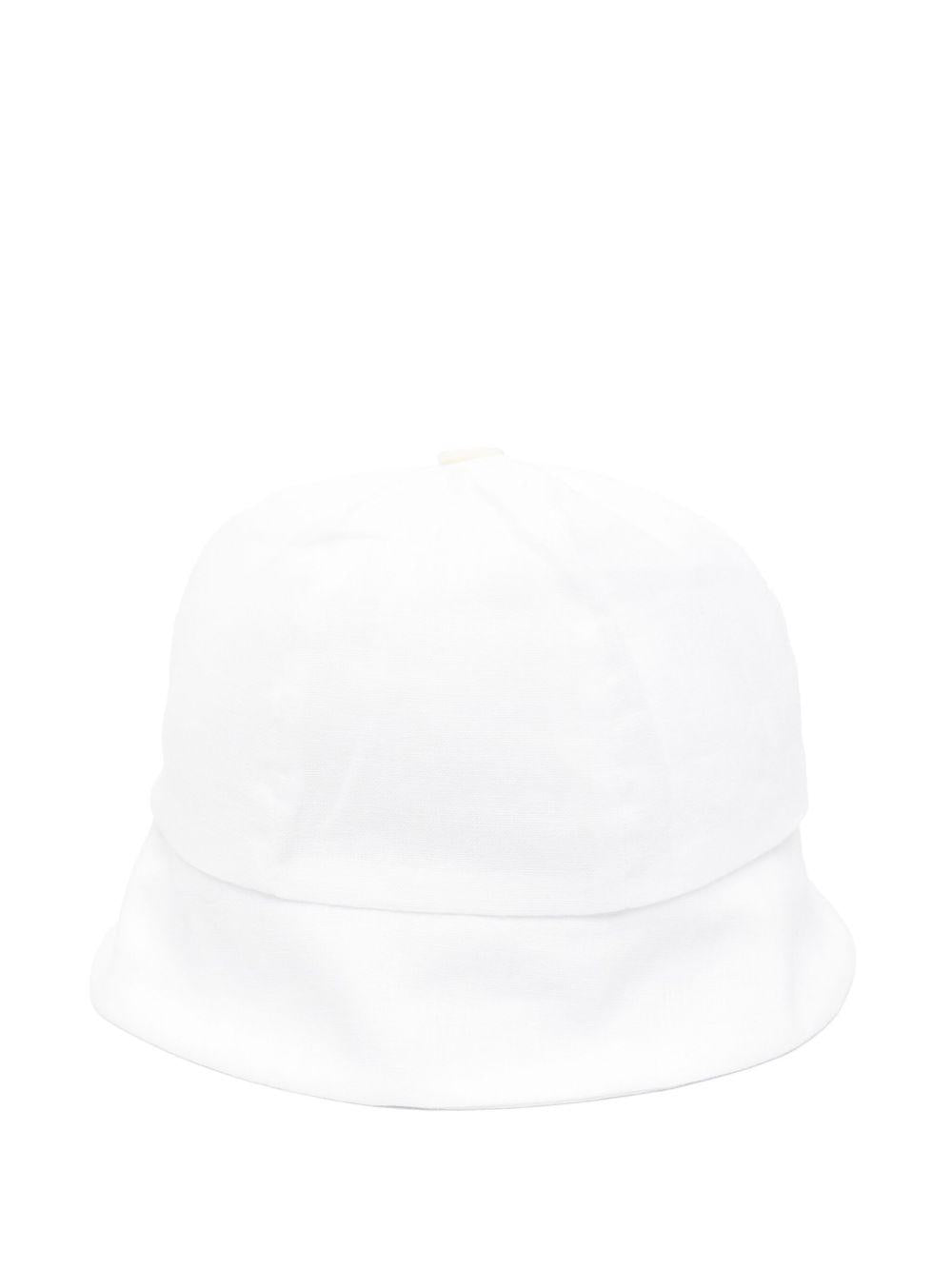 Cappello per neonata La Stupenderia bianco in lino con fascia regolabile sul collo TBCP57 D01 LA STUPENDERIA 