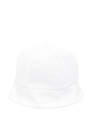 La Stupenderia white linen baby hat with adjustable neck band