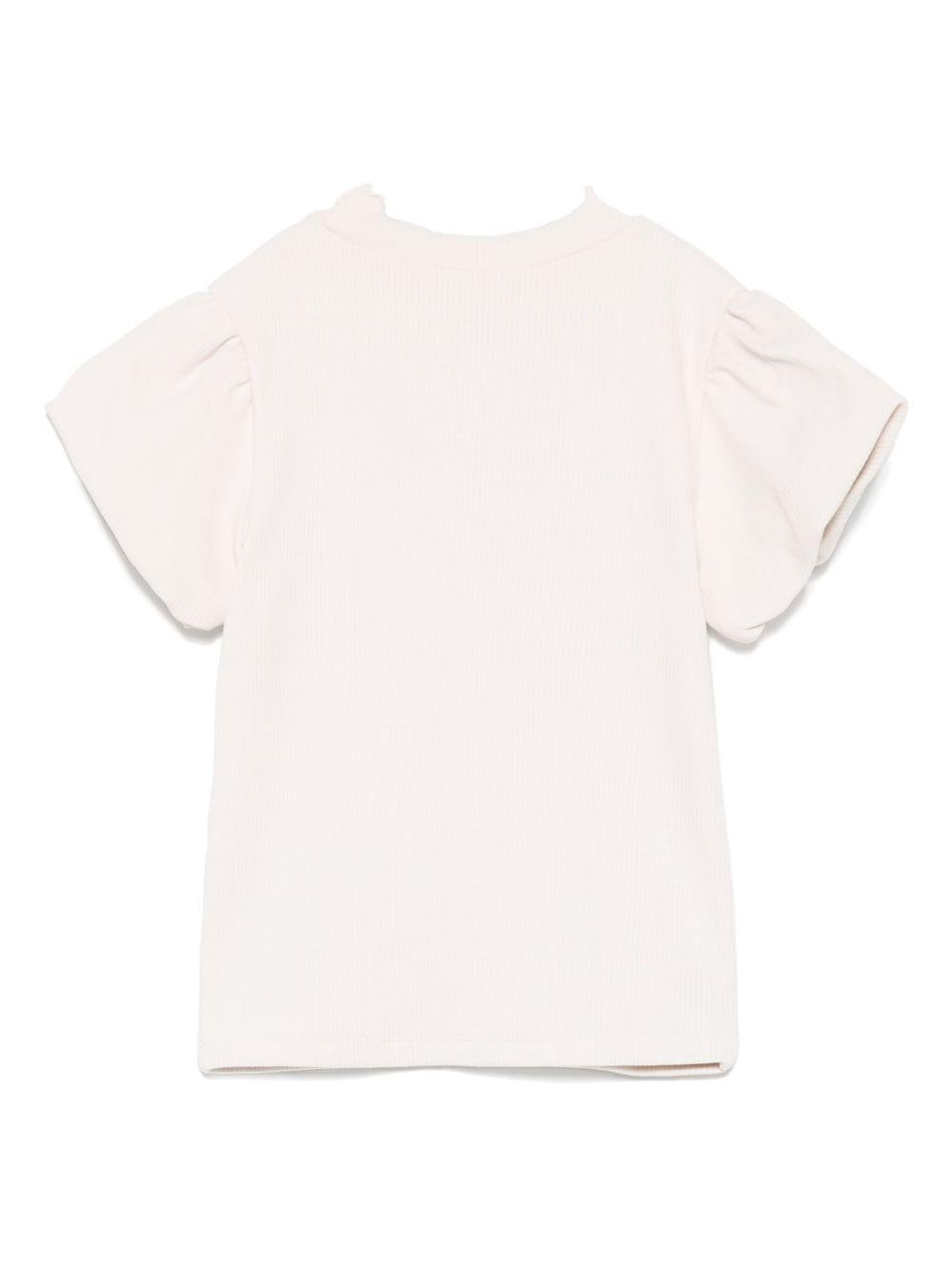 T-shirt per bambina Donsje Nowien beige con motivo con ricamo 4081104 00001 DONSJE 