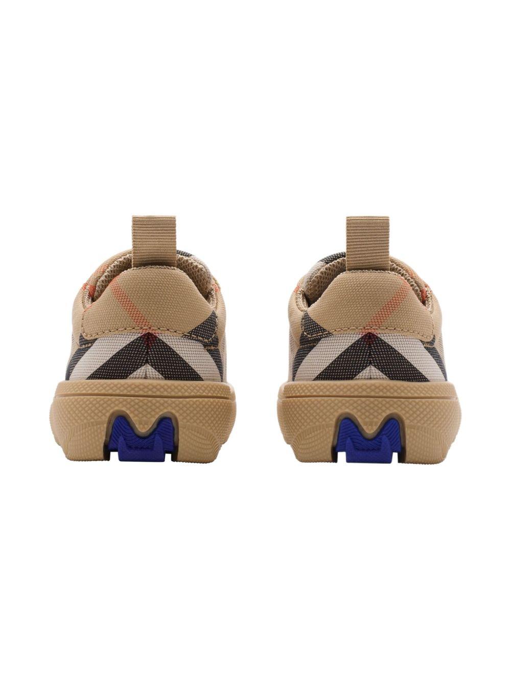 Sneakers per neonato Burberry Kids beige con fantasia tartan e caviglia imbottita 8108439 B9368 BURBERRY KIDS 