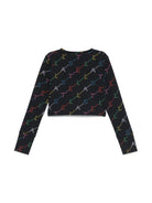 T-shirt con stampa per bambina Stella McCartney Kids nera con orlo dritto TV8C60 Z2027 930MC STELLA McCARTNEY KIDS 